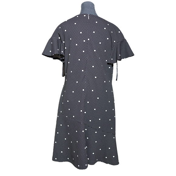 Lauren Ralph Lauren Dress 14 Bias-Cut Ruffled Sleeves & Hem Polka Dot Feminine - Picture 3 of 14